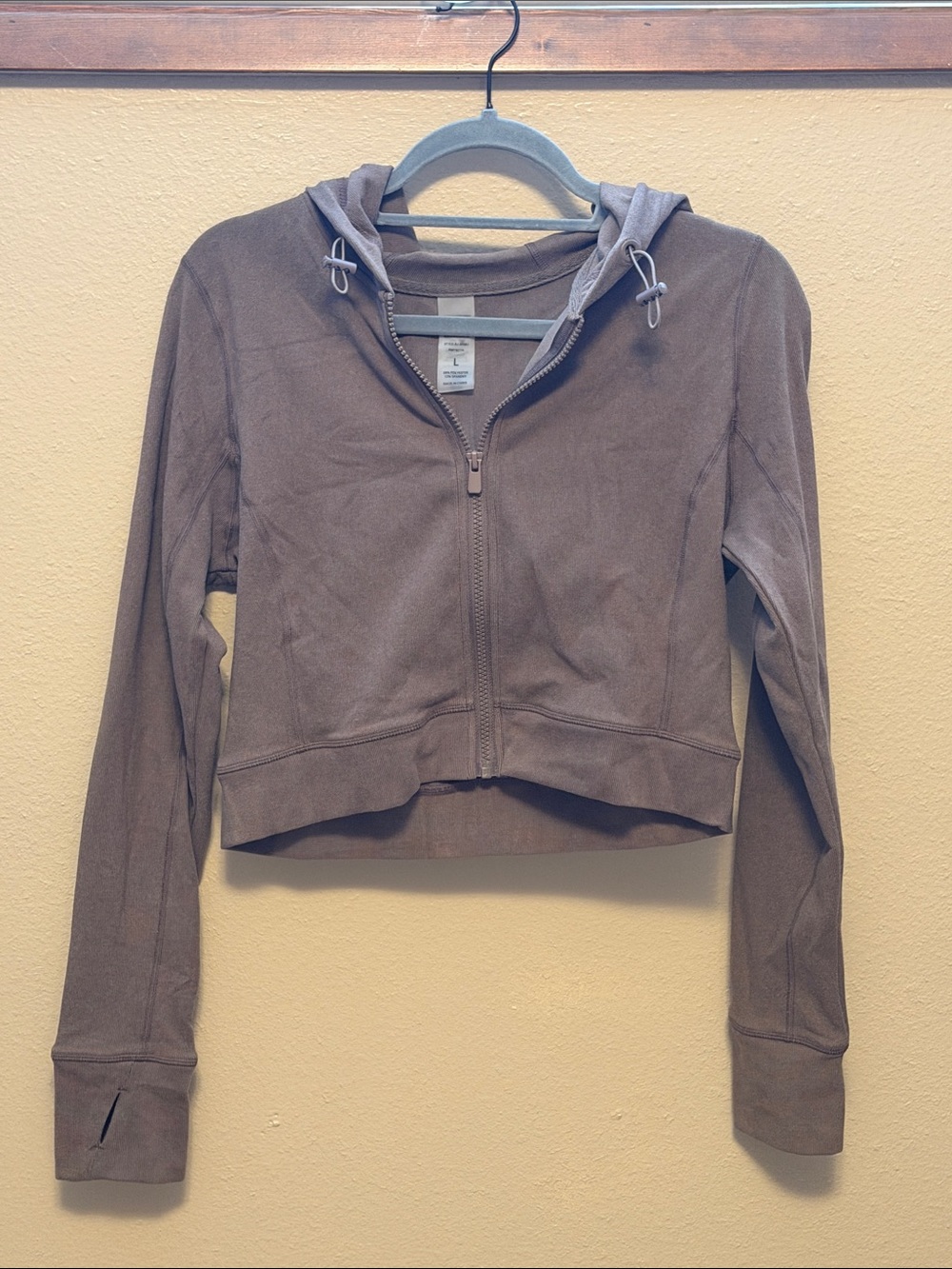 Mono B Taupe Cropped Zip Hoodie